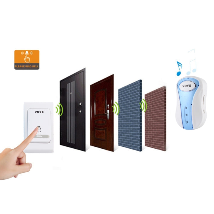VOYE V008B Home Music Remote Control Wireless Doorbell with 38 Polyphony Sounds, US Plug (White) - Wireless Doorbell by VOYE | Online Shopping South Africa | PMc TechLife | Buy Now Pay Later Mobicred