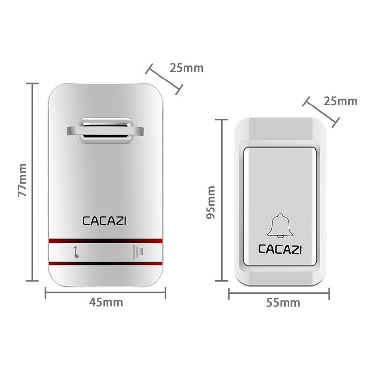 CACAZI V027G One Button Three Receivers Self-Powered Wireless Home Kinetic Electronic Doorbell, US Plug - free shipping - PMC TechLife - Order now!