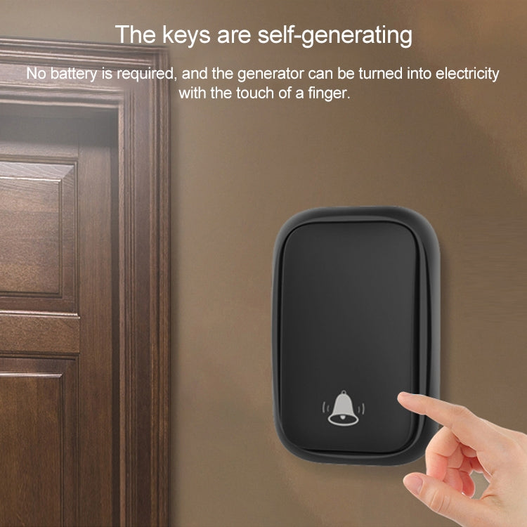 CACAZI FA86 Self-Powered Smart Home Wireless Doorbell, US Plug(Black) - Wireless Doorbell by CACAZI | Online Shopping South Africa | PMC TechLife