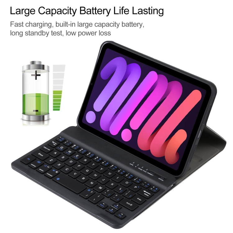 A06 Detachable Lambskin Texture Ultra-thin TPU Bluetooth Keyboard Leather Tablet Case with Stand For iPad mini 6 (Black) - For iPad mini by PMC TechLife | Online Shopping South Africa | PMC TechLife