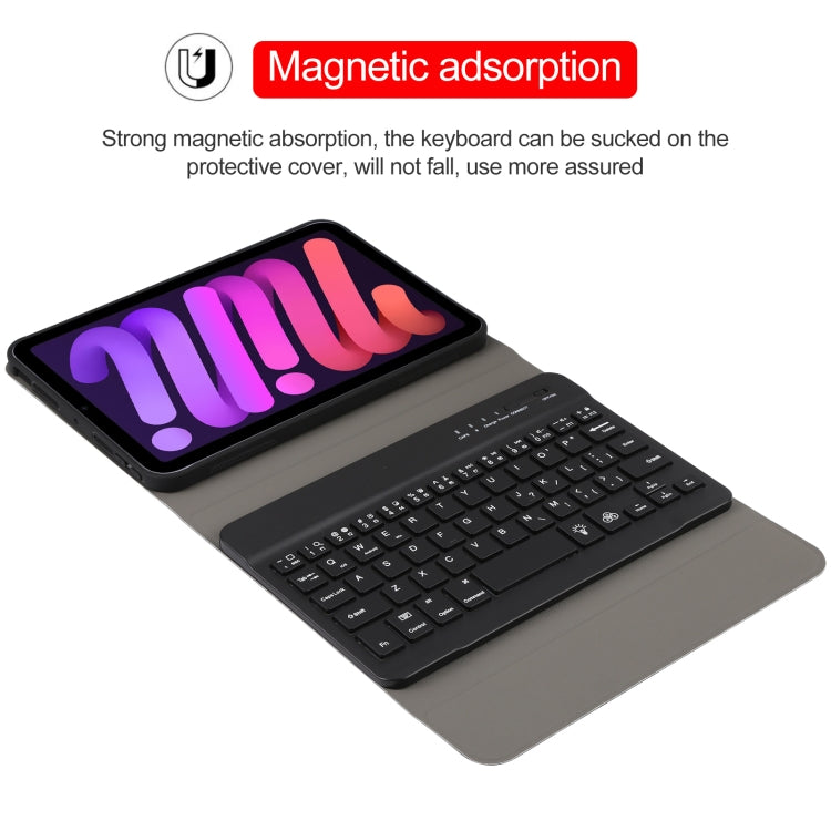 A06S Detachable Lambskin Texture Ultra-thin TPU Backlight Bluetooth Keyboard Leather Tablet Case with Stand For iPad mini 6 (Black) - For iPad mini by PMC Jewellery | Online Shopping South Africa | PMC Jewellery | Buy Now Pay Later Mobicred