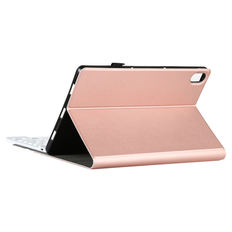 AM12 2 in 1 Removable Bluetooth Keyboard + Protective Leather Tablet Case with Holder for Lenovo Tab P11 (Tab-J606F)(Rose Gold) - Lenovo Keyboard by PMC Jewellery | Online Shopping South Africa | PMC Jewellery