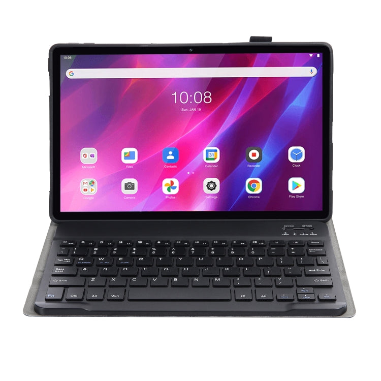 AK10 2 in 1 Detachable Bluetooth Keyboard + Lambskin Texture TPU Protective Leather Tablet Case with Holder for Lenovo Qitian K10 TB-X6C6X(Black) - Lenovo Keyboard by PMC Jewellery | Online Shopping South Africa | PMC Jewellery