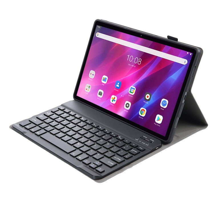 AK10 2 in 1 Detachable Bluetooth Keyboard + Lambskin Texture TPU Protective Leather Tablet Case with Holder for Lenovo Qitian K10 TB-X6C6X(Black) - Lenovo Keyboard by PMC Jewellery | Online Shopping South Africa | PMC Jewellery