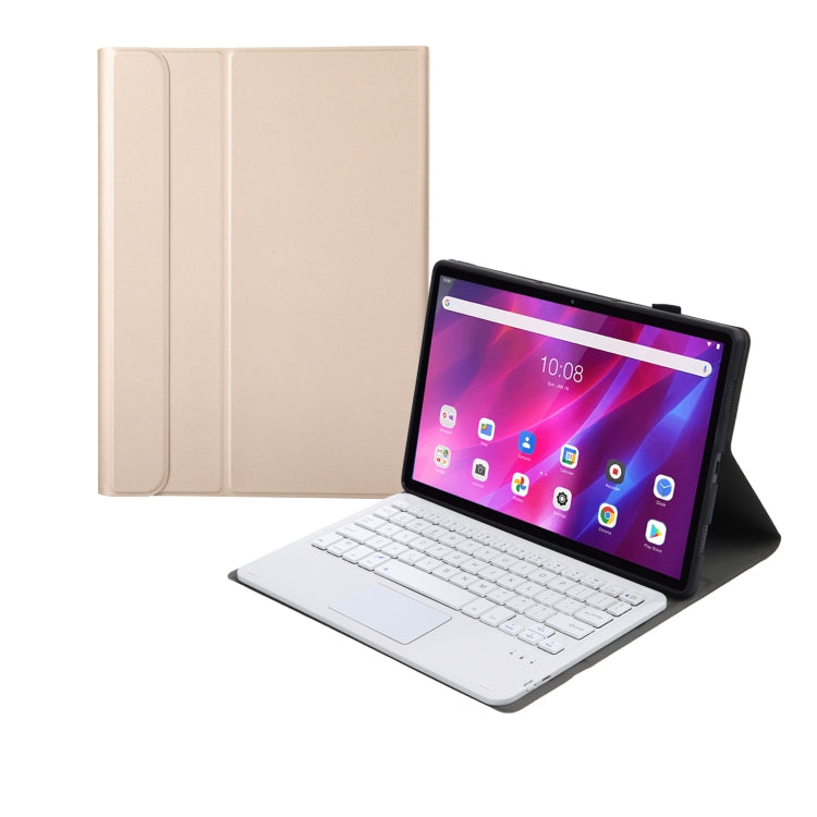 AK10-A 2 in 1 Detachable Bluetooth Keyboard + Lambskin Texture TPU Protective Leather Tablet Case with Touchpad & Holder for Lenovo Qitian K10 TB-X6C6X(Gold) - Lenovo Keyboard by PMC Jewellery | Online Shopping South Africa | PMC Jewellery