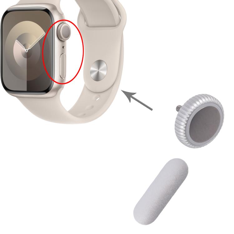 For Apple Watch Series 9 41mm / 45mm GPS Version Watch Crown Nut / Power Button Set (Silver) - free shipping - PMc TechLife - Order now!