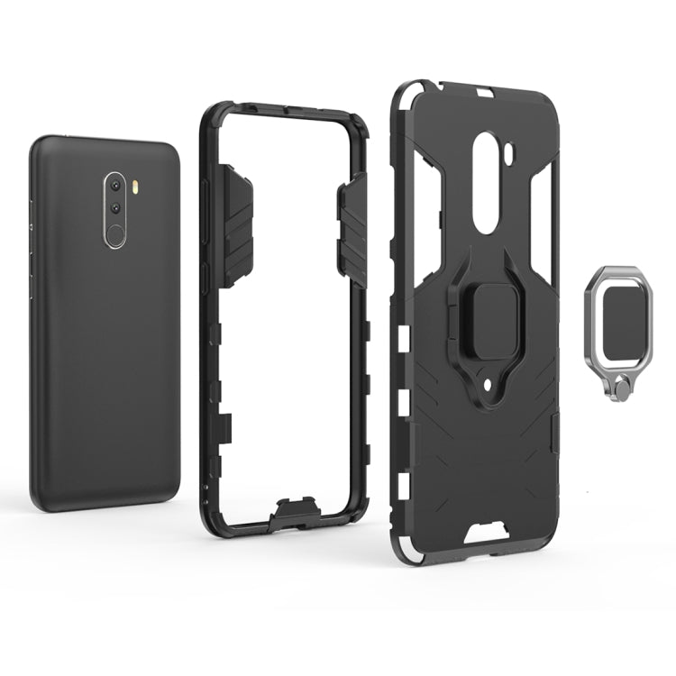 PC + TPU Shockproof Protective Case with Magnetic Ring Holder for Xiaomi Pocophone F1(Black) - Xiaomi Cases by PMC TechLife | Online Shopping South Africa | PMC TechLife