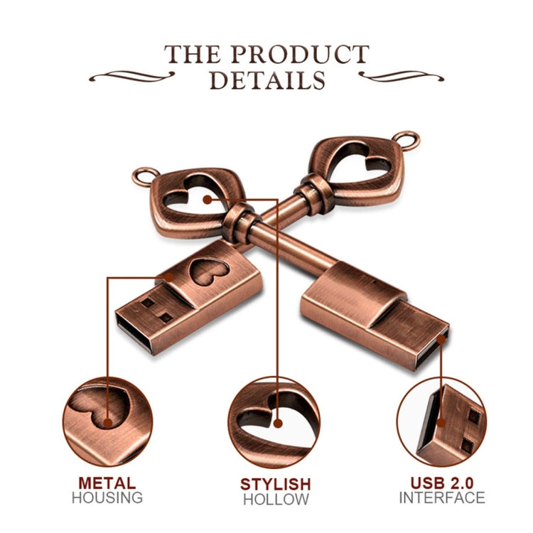 MicroDrive 32GB USB 2.0 Copper Love Key U Disk - USB Flash Drives by MicroDrive | Online Shopping South Africa | PMC TechLife | Buy Now Pay Later Mobicred