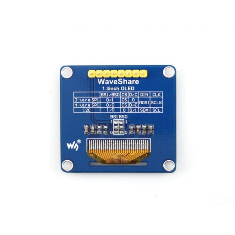 Waveshare 1.3 inch 128*64 OLED, SPI/I2C interfaces, Straight Vertical Pinheader - Modules Expansions Accessories by Waveshare | Online Shopping South Africa | PMC TechLife | Buy Now Pay Later Mobicred