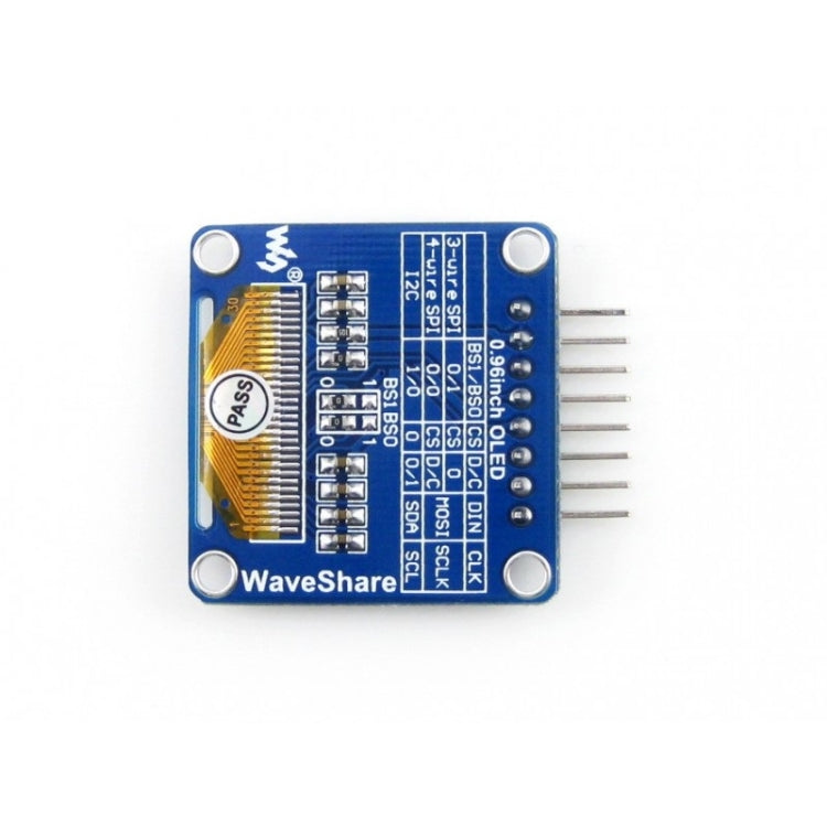 Waveshare 0.96 inch 128*64 OLED (A), SPI/I2C Interfaces, Angled Horizontal Pinheader - Modules Expansions Accessories by Waveshare | Online Shopping South Africa | PMC TechLife | Buy Now Pay Later Mobicred
