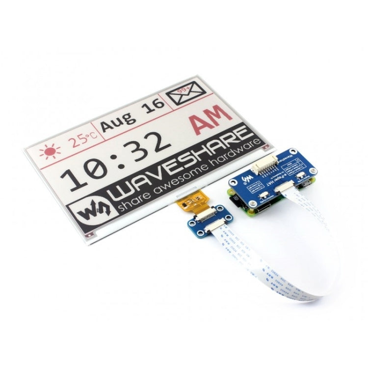 Waveshare 7.5 inch 640x384 E-Ink Display HAT for Raspberry Pi, Three-color, SPI Interface - free shipping - PMC TechLife - Order now!