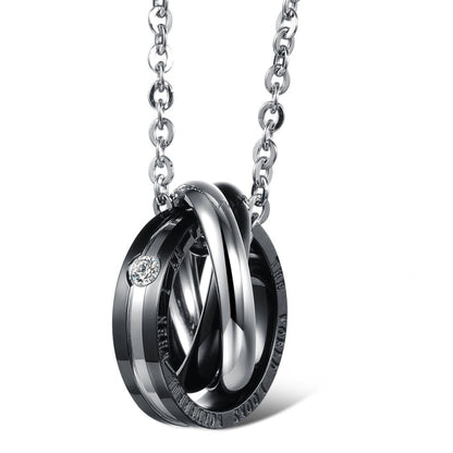 OPK Interlocking Titanium Steel Couple Necklace (Black) - Necklaces & Pendants by OPK | Online Shopping South Africa | PMC Jewellery | Buy Now Pay Later Mobicred