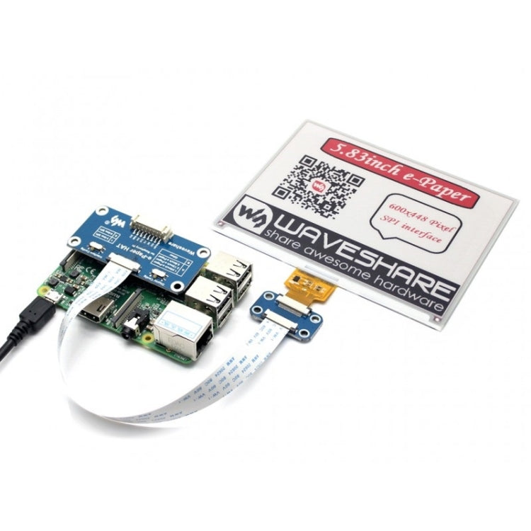 Waveshare 5.83 inch 600x448 Pixel Red Black White Three-color E-Ink Display HAT (B) for Raspberry Pi, SPI Interface - Modules Expansions Accessories by Waveshare | Online Shopping South Africa | PMC Jewellery | Buy Now Pay Later Mobicred