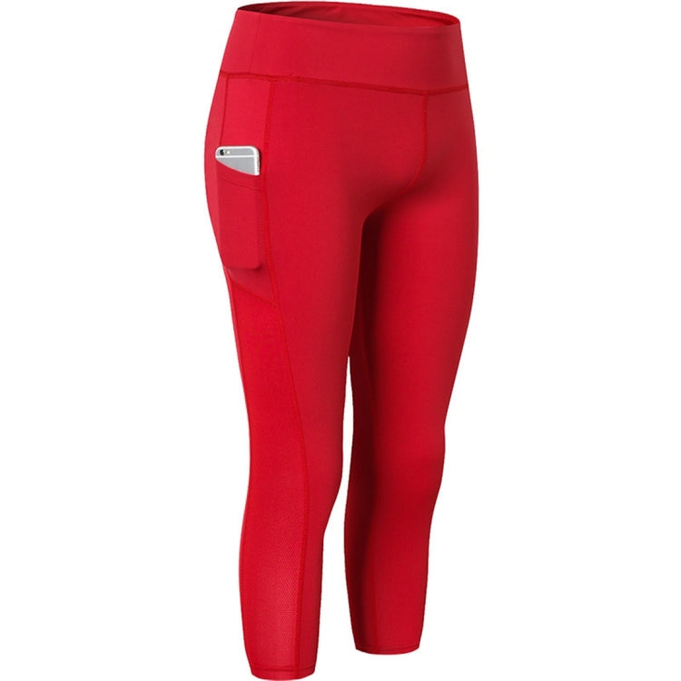 Stretch Tight Quick Drying Sweat Wicking Side Pocket Yoga Capris (Color:Red Size:S) - Sportswear by PMC Jewellery | Online Shopping South Africa | PMC Jewellery