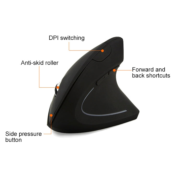 Battery Version Wireless Mouse Vertical 2.4GHz Optical Mouse (Black) - Wireless Mice by PMC TechLife | Online Shopping South Africa | PMC TechLife