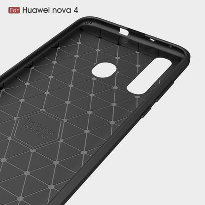 Brushed Texture Carbon Fiber Shockproof TPU Case for Huawei Nova 4 (Red) - Huawei Cases by PMC Jewellery | Online Shopping South Africa | PMC Jewellery