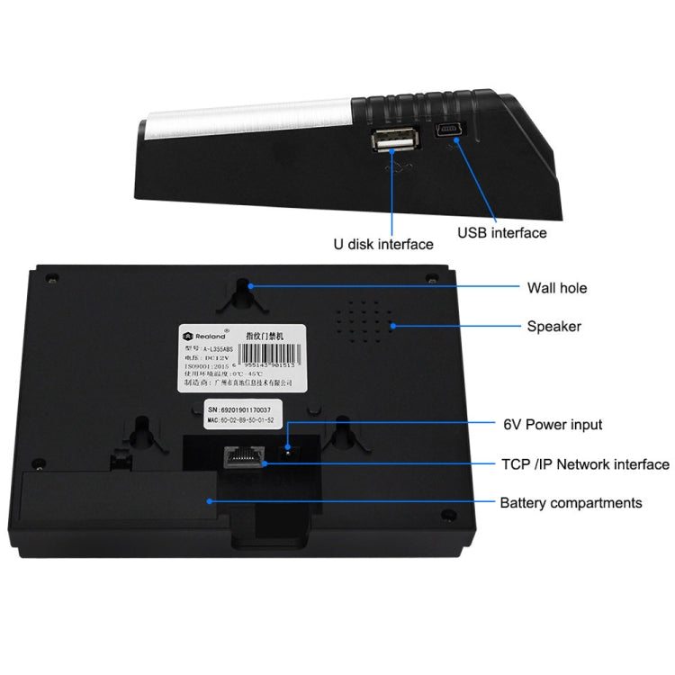 Realand AL355 Fingerprint Time Attendance with 2.8 inch Color Screen & ID Card Function & WiFi - free shipping - PMC TechLife - Order now!