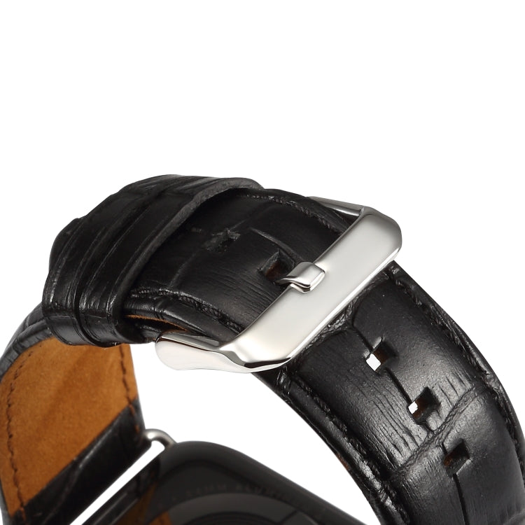 Denior Crocodile Grain Watch Cowhide Leather Watch Band for Apple Watch Series 7 41mm / 6 & SE & 5 & 4 40mm / 3 & 2 & 1 38mm (Black) - Watch Bands by Denior | Online Shopping South Africa | PMC Jewellery | Buy Now Pay Later Mobicred