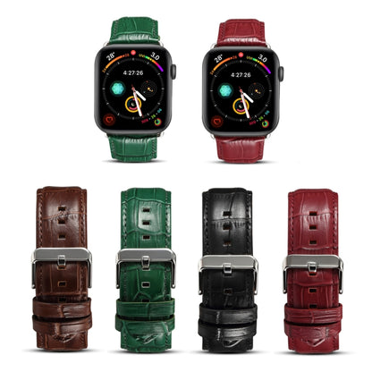 Denior Crocodile Grain Watch Cowhide Leather Watch Band for Apple Watch Series 7 41mm / 6 & SE & 5 & 4 40mm / 3 & 2 & 1 38mm (Black) - Watch Bands by Denior | Online Shopping South Africa | PMC Jewellery | Buy Now Pay Later Mobicred