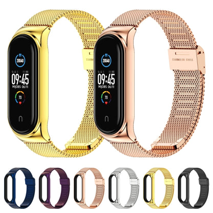 Mijobs Milan CS Screwless Buckle Metal Watch Band Case for Xiaomi Mi Band 3 & 4 & 5 & 6, Host not Included(Blue) - Watch Bands by MIJOBS | Online Shopping South Africa | PMC Jewellery | Buy Now Pay Later Mobicred