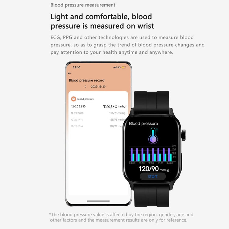 HAMTOD GT22 1.85 inch TFT Screen Health Smart Watch, Support Bluetooth Call / Plateau Blood Oxygen / Skin Health / Body Temperature / Arrhythmia / TI Heart Rate Monitoring (Black) - Smart Watches by HAMTOD | Online Shopping South Africa | PMC Jewellery | Buy Now Pay Later Mobicred