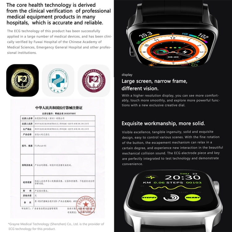 HAMTOD GT22 1.85 inch TFT Screen Health Smart Watch, Support Bluetooth Call / Plateau Blood Oxygen / Skin Health / Body Temperature / Arrhythmia / TI Heart Rate Monitoring (Black) - Smart Watches by HAMTOD | Online Shopping South Africa | PMC Jewellery | Buy Now Pay Later Mobicred