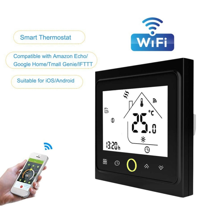 BHT-002GBLW 16A Load Electronic Heating Type LCD Digital Heating Room Thermostat with Sensor & Time Display, WiFi Control(Black) - Indoor Thermometer by PMC Jewellery | Online Shopping South Africa | PMC Jewellery