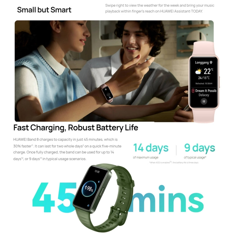 HUAWEI Band 8 NFC 1.47 inch AMOLED Smart Watch, Support Heart Rate / Blood Pressure / Blood Oxygen / Sleep Monitoring(Emerald) - Wearable Devices by Huawei | Online Shopping South Africa | PMC Jewellery | Buy Now Pay Later Mobicred