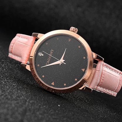 CAGARNY 6875 Round Dial Water Resistant Starry Sky Pattern Fashion Women Quartz Wrist Watch with Leather Band (Pink) - Leather Strap Watches by CAGARNY | Online Shopping South Africa | PMC Jewellery | Buy Now Pay Later Mobicred