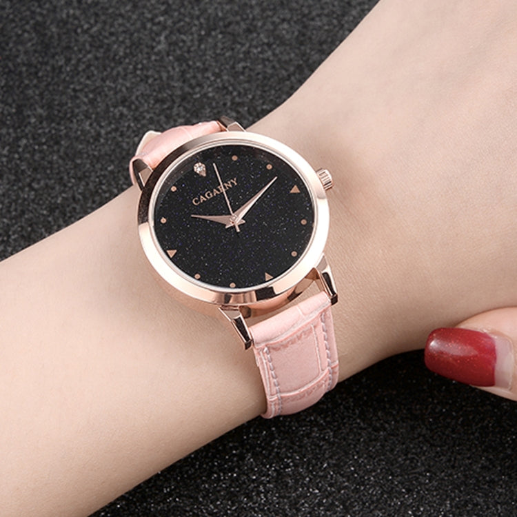 CAGARNY 6875 Round Dial Water Resistant Starry Sky Pattern Fashion Women Quartz Wrist Watch with Leather Band (Pink) - Leather Strap Watches by CAGARNY | Online Shopping South Africa | PMC Jewellery | Buy Now Pay Later Mobicred