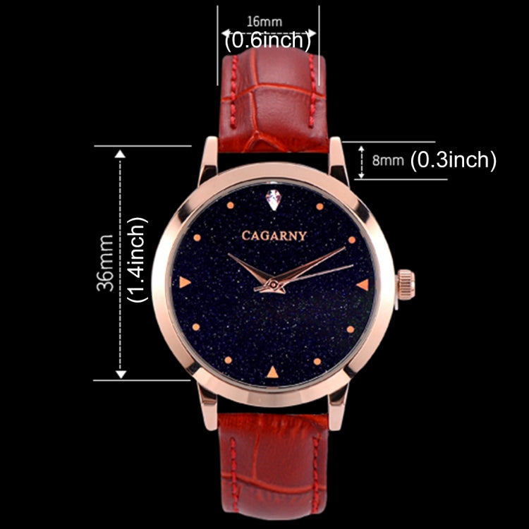 CAGARNY 6875 Round Dial Water Resistant Starry Sky Pattern Fashion Women Quartz Wrist Watch with Leather Band (Purple) - Leather Strap Watches by CAGARNY | Online Shopping South Africa | PMC Jewellery | Buy Now Pay Later Mobicred