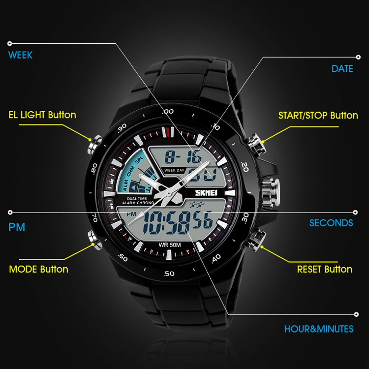 SKMEI 1016 Multifunctional Men Outdoor Sports Noctilucent Waterproof Double Digital Watch (Red + Black) - Sport Watches by SKMEI | Online Shopping South Africa | PMC Jewellery | Buy Now Pay Later Mobicred