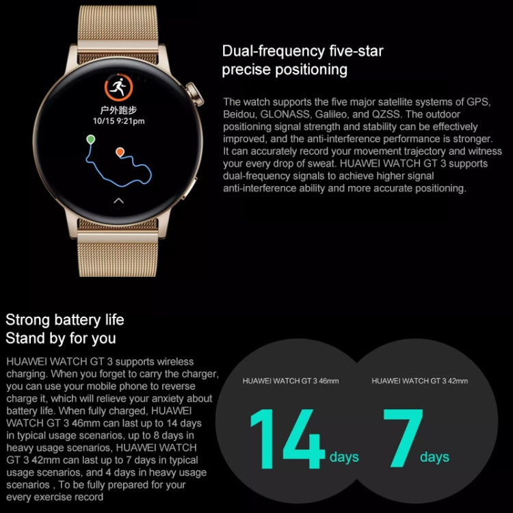 HUAWEI WATCH GT 3 Smart Watch 46mm Rubber Wristband, 1.43 inch AMOLED Screen, Support Heart Rate Monitoring / GPS / 14-days Battery Life / NFC(Black) - Wearable Devices by Huawei | Online Shopping South Africa | PMC Jewellery | Buy Now Pay Later Mobicred