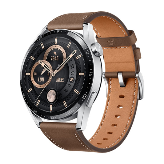 HUAWEI WATCH GT 3 Smart Watch 46mm Leather Wristband, 1.43 inch AMOLED Screen, Support Heart Rate Monitoring / GPS / 14-days Battery Life / NFC(Coffee) - Wearable Devices by Huawei | Online Shopping South Africa | PMC Jewellery | Buy Now Pay Later Mobicred