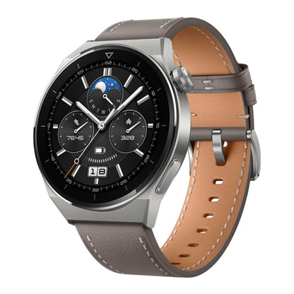 HUAWEI WATCH GT 3 Pro Titanium Smart Watch 46mm Genuine Leather Wristband, 1.43 inch AMOLED Screen, Support ECG / GPS / 14-days Battery Life(Grey) - Wearable Devices by Huawei | Online Shopping South Africa | PMC Jewellery | Buy Now Pay Later Mobicred