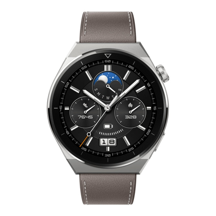 HUAWEI WATCH GT 3 Pro Titanium Smart Watch 46mm Genuine Leather Wristband, 1.43 inch AMOLED Screen, Support ECG / GPS / 14-days Battery Life(Grey) - Wearable Devices by Huawei | Online Shopping South Africa | PMC Jewellery | Buy Now Pay Later Mobicred