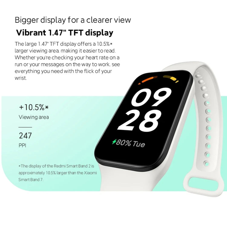 Original Xiaomi Redmi Smart Wristband 2 Fitness Bracelet, 1.47 inch Color Touch Screen, Support Sleep Track / Heart Rate Monitor (White) - Wearable Devices by Xiaomi | Online Shopping South Africa | PMC Jewellery | Buy Now Pay Later Mobicred