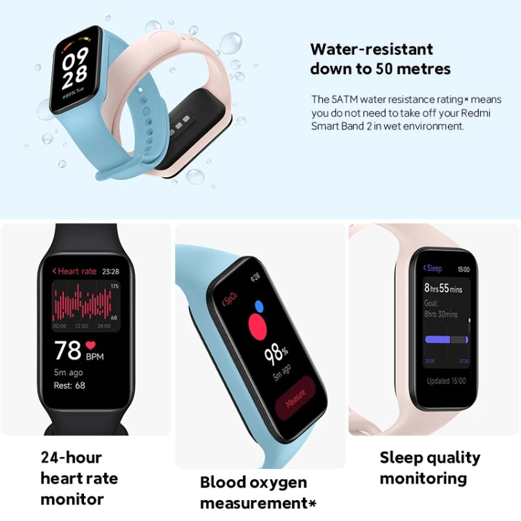 Original Xiaomi Redmi Smart Wristband 2 Fitness Bracelet, 1.47 inch Color Touch Screen, Support Sleep Track / Heart Rate Monitor (White) - Wearable Devices by Xiaomi | Online Shopping South Africa | PMC Jewellery | Buy Now Pay Later Mobicred