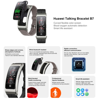 Original Huawei TalkBand B7 Smart Bracelet, 1.53 inch Screen, Support Bluetooth Call / Heart Rate / Blood Oxygen / Sleep Monitoring (Black) - Wearable Devices by Huawei | Online Shopping South Africa | PMC Jewellery | Buy Now Pay Later Mobicred