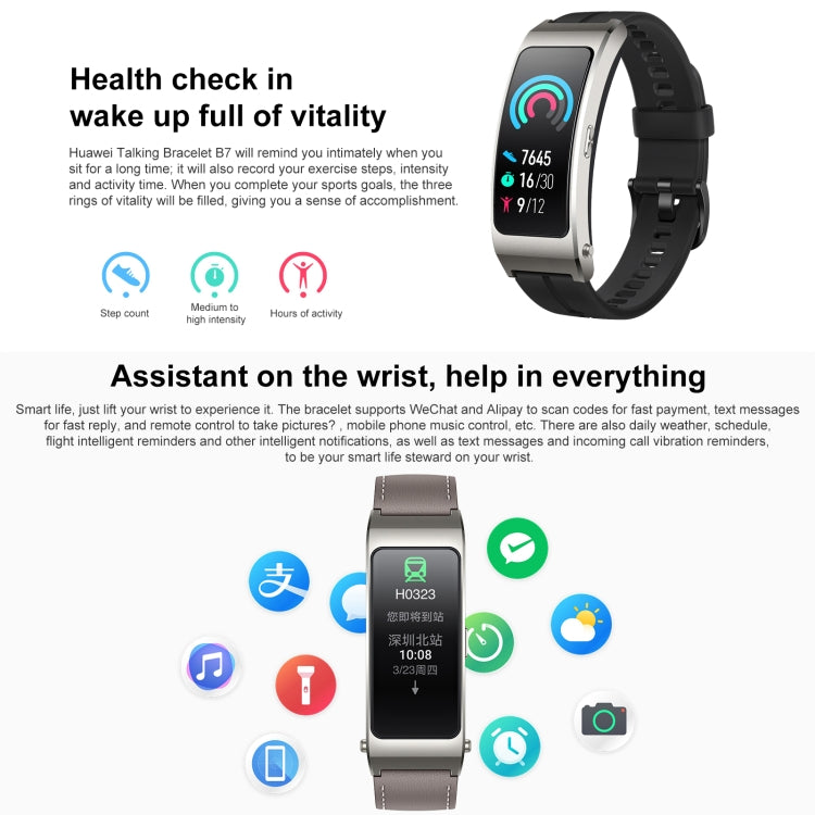 Original Huawei TalkBand B7 Smart Bracelet, 1.53 inch Screen, Support Bluetooth Call / Heart Rate / Blood Oxygen / Sleep Monitoring (Black) - Wearable Devices by Huawei | Online Shopping South Africa | PMC Jewellery | Buy Now Pay Later Mobicred