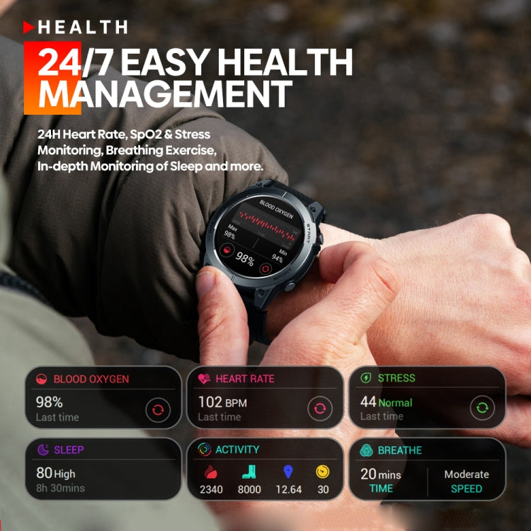 Zeblaze Stratos 3 1.43 inch AMOLED Screen IP68 Waterproof Smart Watch, Support Bluetooth Call / GPS (Black) - Smart Watches by Zeblaze | Online Shopping South Africa | PMC Jewellery | Buy Now Pay Later Mobicred