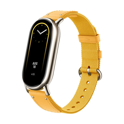 Original For Xiaomi Mi Band 8 Nylon Braided + Leather Watch Band(Yellow) - Watch Bands by Xiaomi | Online Shopping South Africa | PMC Jewellery