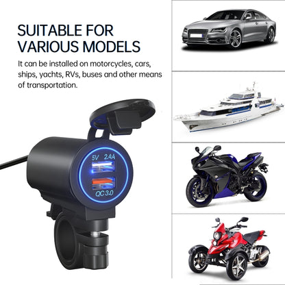 ZH-723F1 Car / Motorcycle QC3.0 Cell Phone Fast Charging Dual USB Car Charger(Blue Light) - DIY Modified Charger by PMC Jewellery | Online Shopping South Africa | PMC Jewellery