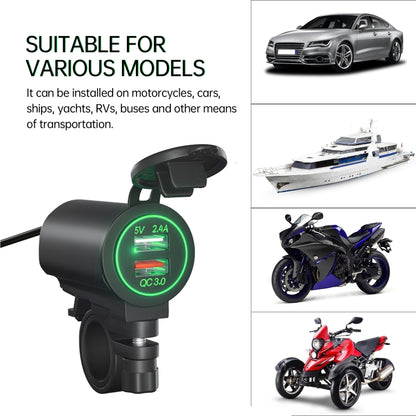 ZH-723F3 Car / Motorcycle QC3.0 Cell Phone Fast Charging Dual USB Car Charger(Green Light) - DIY Modified Charger by PMC Jewellery | Online Shopping South Africa | PMC Jewellery