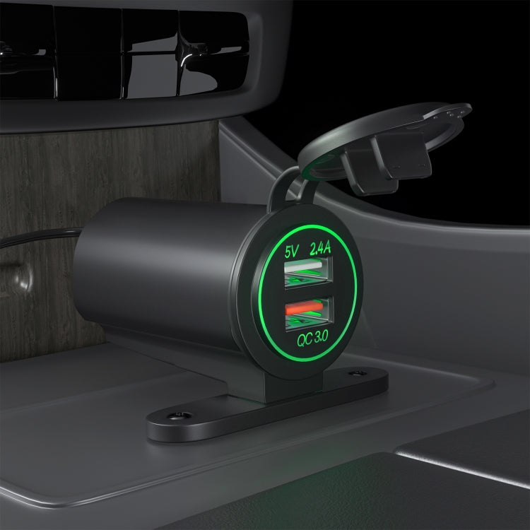 ZH-723F3 Car / Motorcycle QC3.0 Cell Phone Fast Charging Dual USB Car Charger(Green Light) - free shipping - PMC TechLife - Order now!