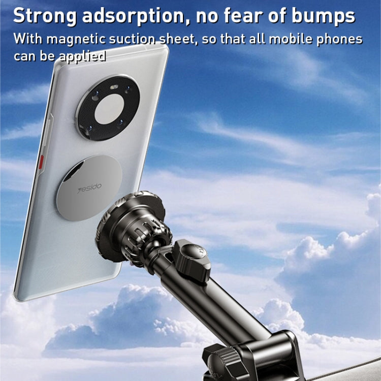 Yesido C160 Suction Cup Type Telescopic Rod Magnetic Car Phone Holder (Black) - Universal Car Holders by Yesido | Online Shopping South Africa | PMC TechLife | Buy Now Pay Later Mobicred