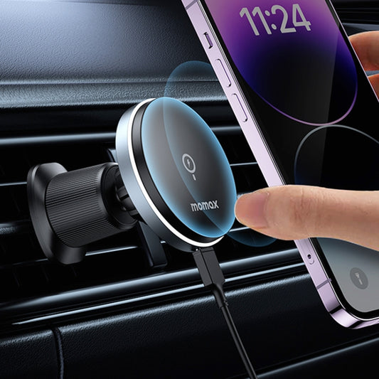 MOMAX CM25A Magnetic Wireless Charger Car Air Outlet Phone Holder - Wireless Charger Holders by MOMAX | Online Shopping South Africa | PMC Jewellery