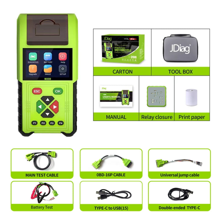 JDiag M200 8V-30V OBD Motorcycles Diagnostic Instrument with Data Printing - free shipping - PMC TechLife - Order now!
