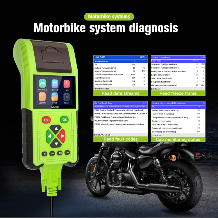 JDiag M200 8V-30V OBD Motorcycles Diagnostic Instrument with Data Printing - free shipping - PMC TechLife - Order now!