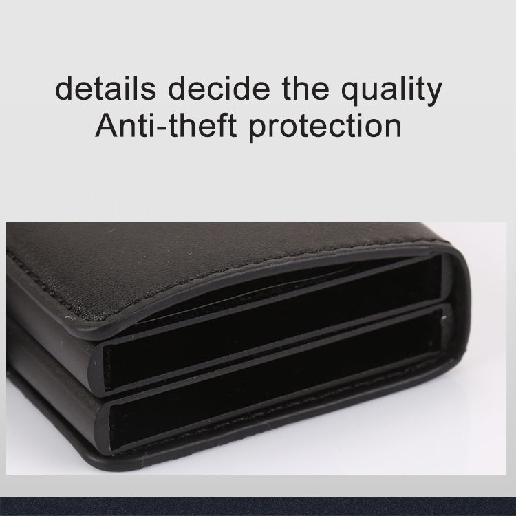 X-7 Antimagnetic RFID  Multi-functional Aluminum Crazy Horse Texture Leather Card Bag Wallet(Dark Blue) - Antimagnetic RFID Package by PMC TechLife | Online Shopping South Africa | PMC TechLife | Buy Now Pay Later Mobicred